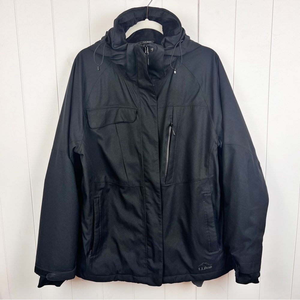 LL Bean Women's Carrabassett Ski Jacket Size L Black Insulated‎ Primaloft Winter